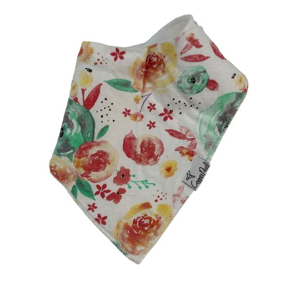 Copper Pearl Multicolor Watercolor Floral Print Fleece Lined Bib One Size - Picture 4 of 5